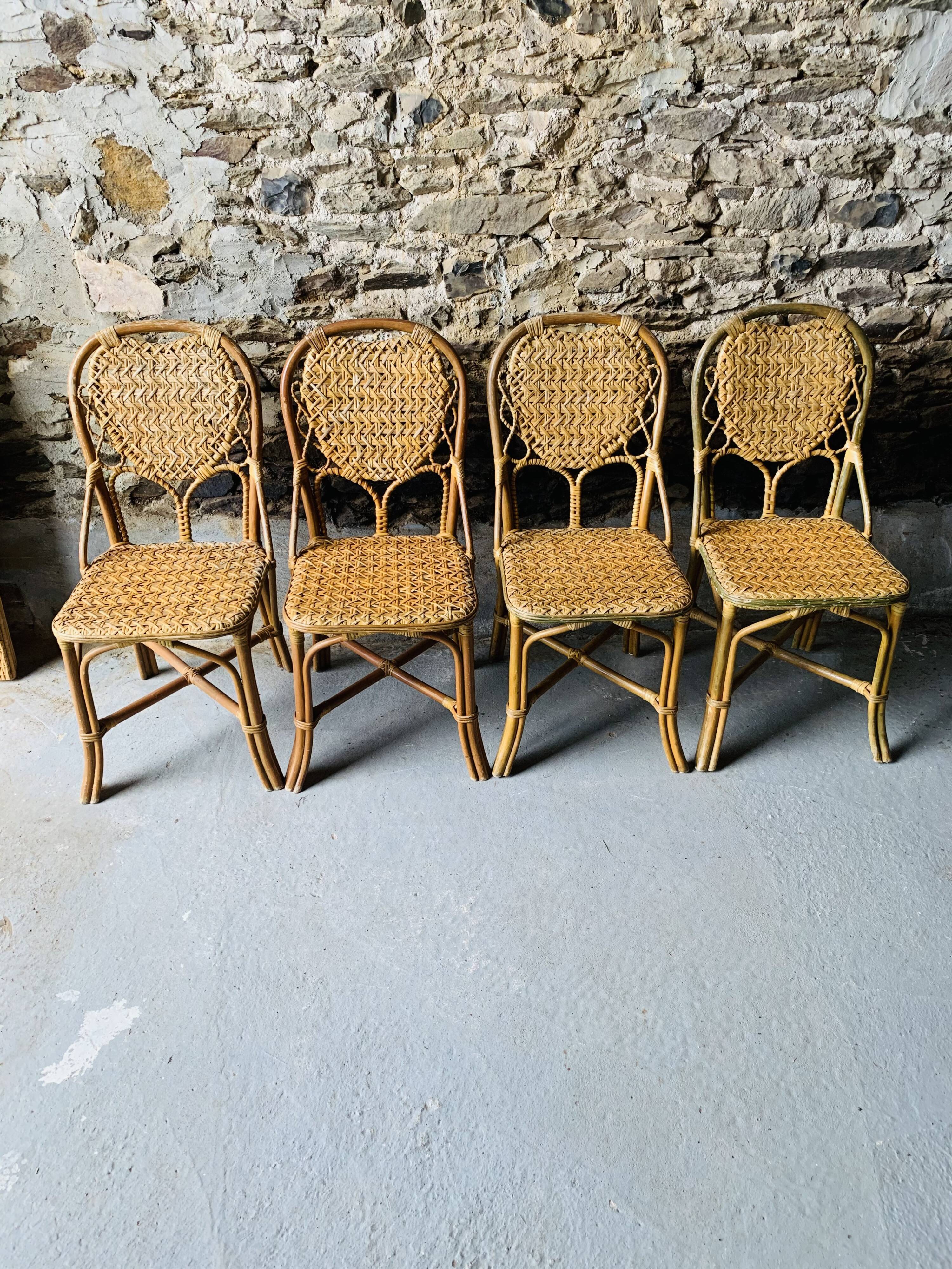 Rattan Dining Room 1 Table 4 Chairs Selency