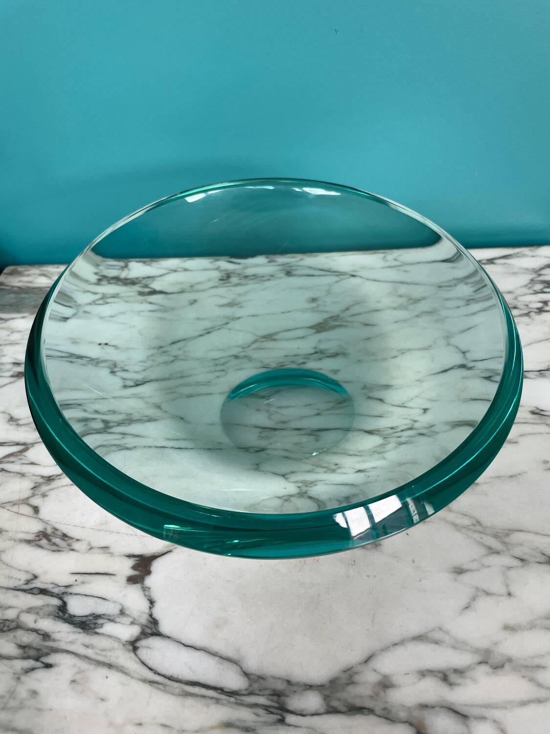 Asymmetrical glass catchall by Max Ingrand for Fontana Arte vintage 1