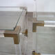 Paire de tables basses italiennes plexiglass, verre et laiton années 70