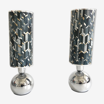 Chrome lamps with Pierre Frey lampshade