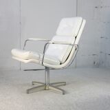 Armchair "Space Age"". Steel and imitation leather. Swivel. France, 70s