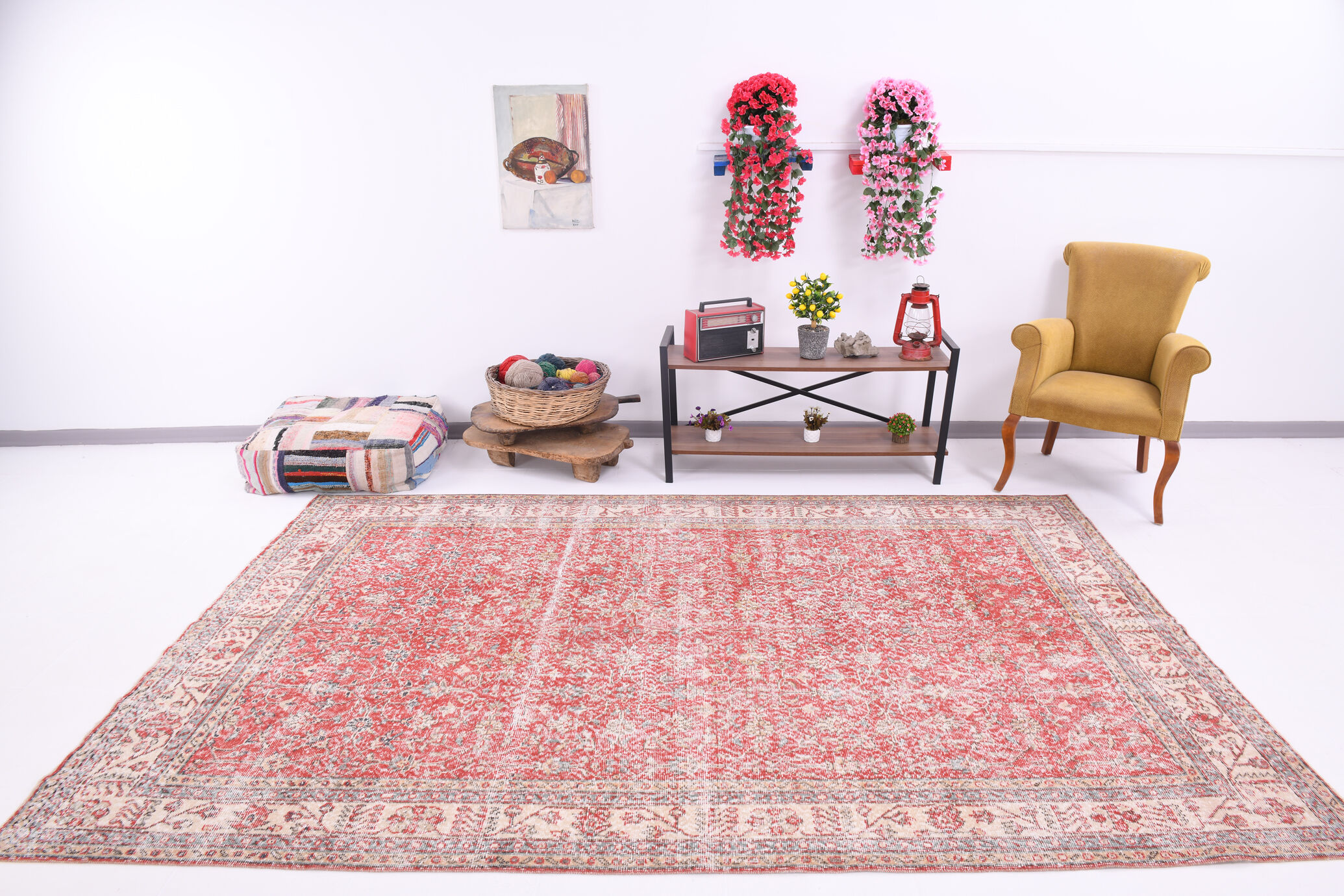 6x10 red classic floral vintage rug 314x197cm