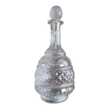 Round molded glass decanter with cap