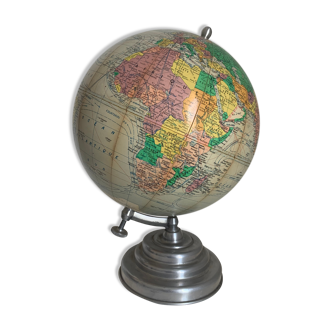 Vintage globe 1950 terrestrial Girard Barrère cream - 36 cm