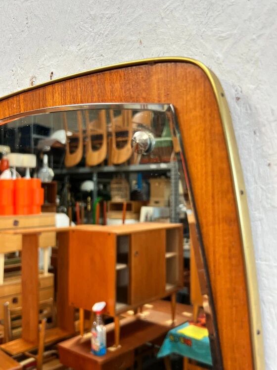Vintage Mirror, Teak Wood, Sweden 1950's
