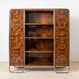 Bibliothèque Bauhaus, base en acier tubulaire, placage de noyer, années 1930