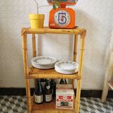 70's rattan and bamboo shelf