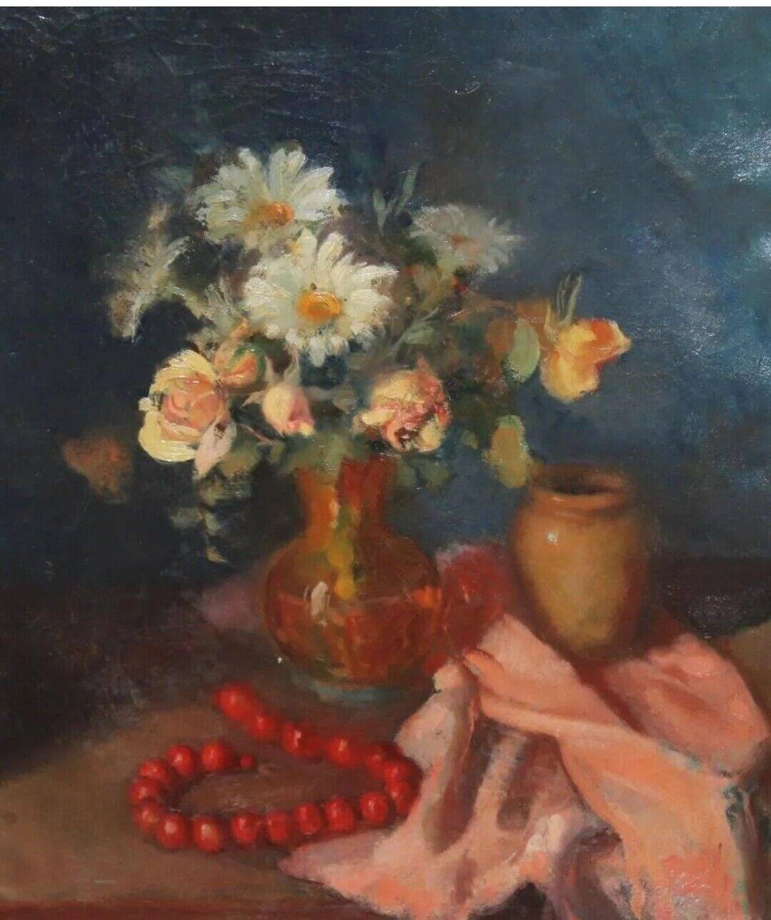 Vintage Impressionist Floral Still Life Oil Painting