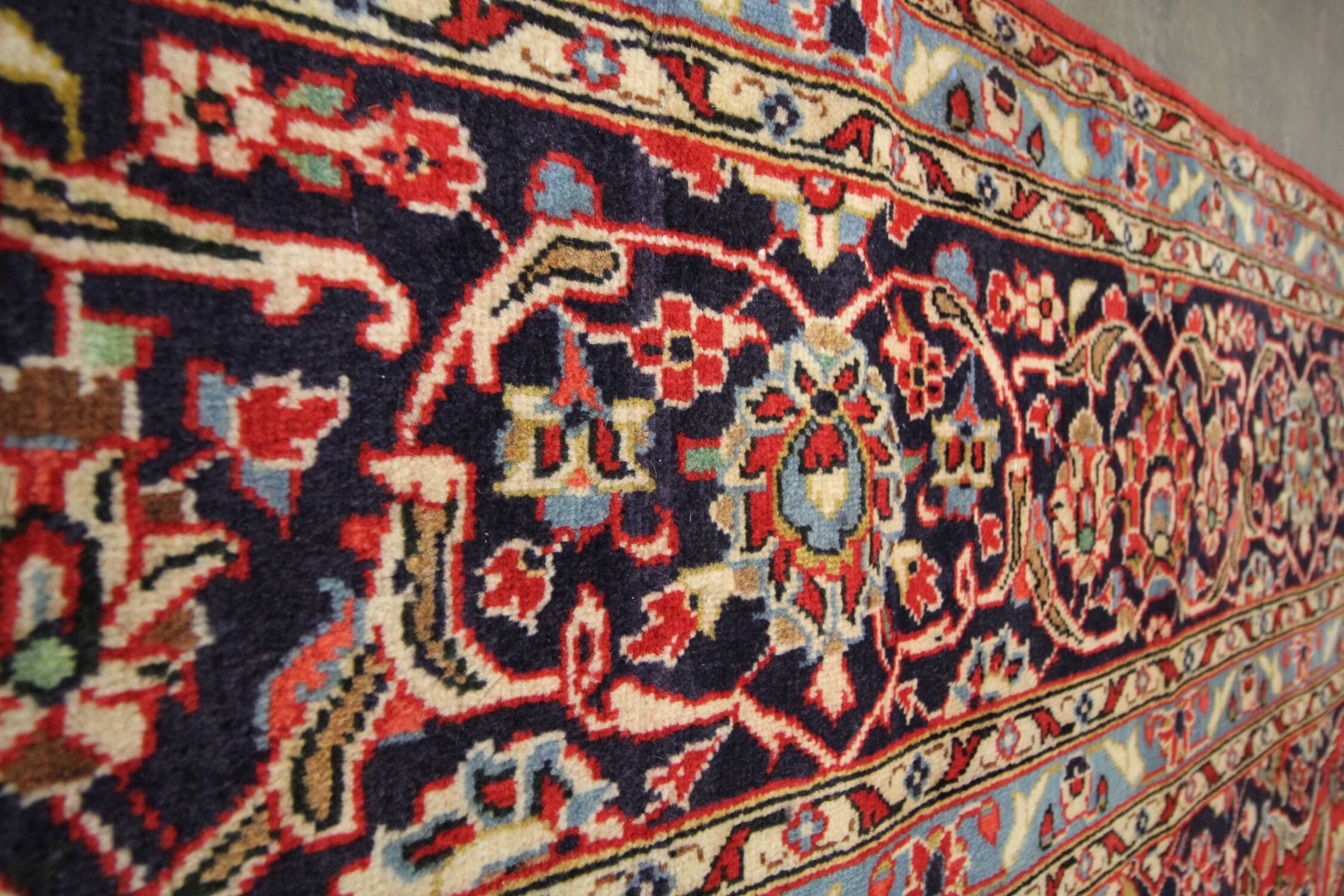 Vintage Persian Rug Handwoven Oriental Kashan Carpet- 362x244cm