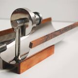 Pair of Swedish vintage wall lamps - elegant design in crystal glass, teak and chrome - 1960s.