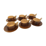 Vintage wooden cups and saucers in teak