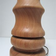 Pied de lampe XL bois massif veiné tourné vintage