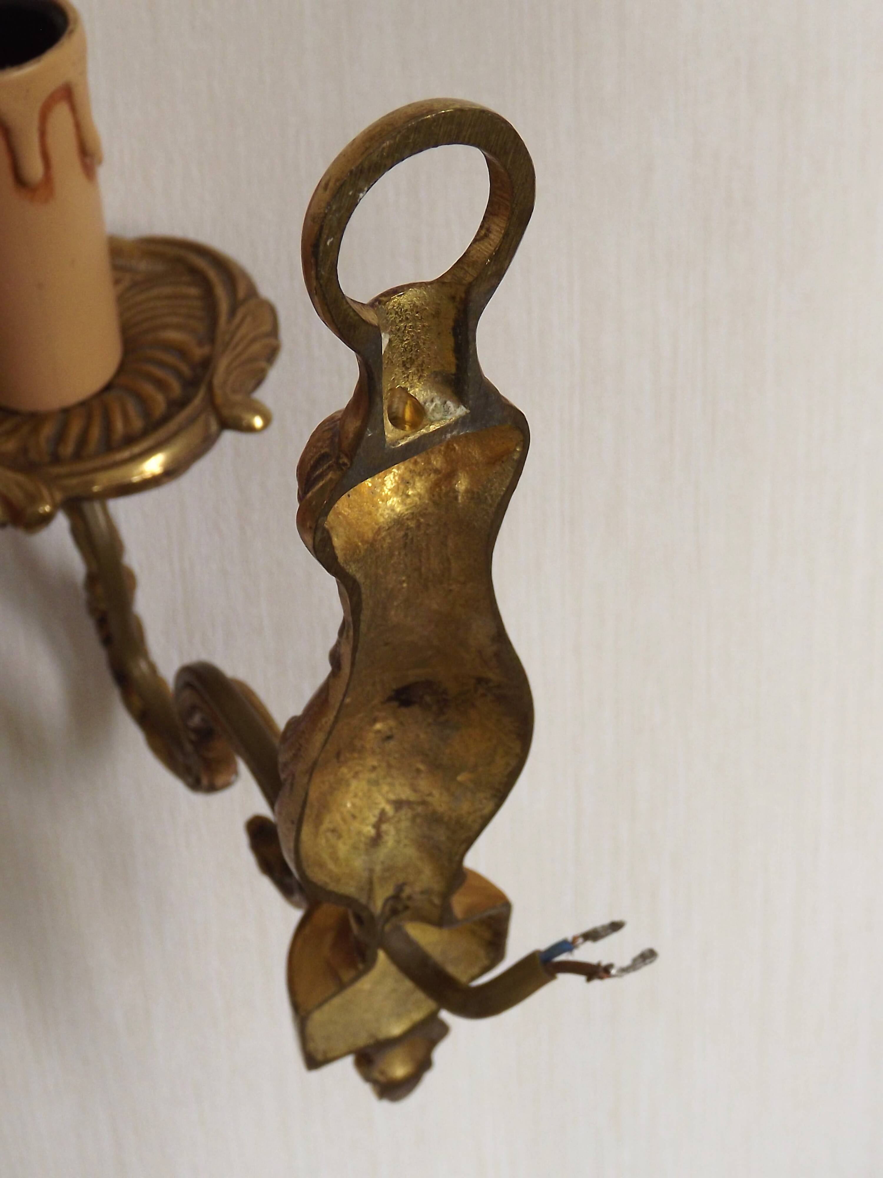 French Bronze Single Wall Sconce  Mid Century Single Light Fixture 5412