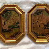 Lot 2 old paintings oil painting signed