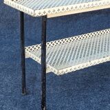 Vintage perforated metal craft display shelf
