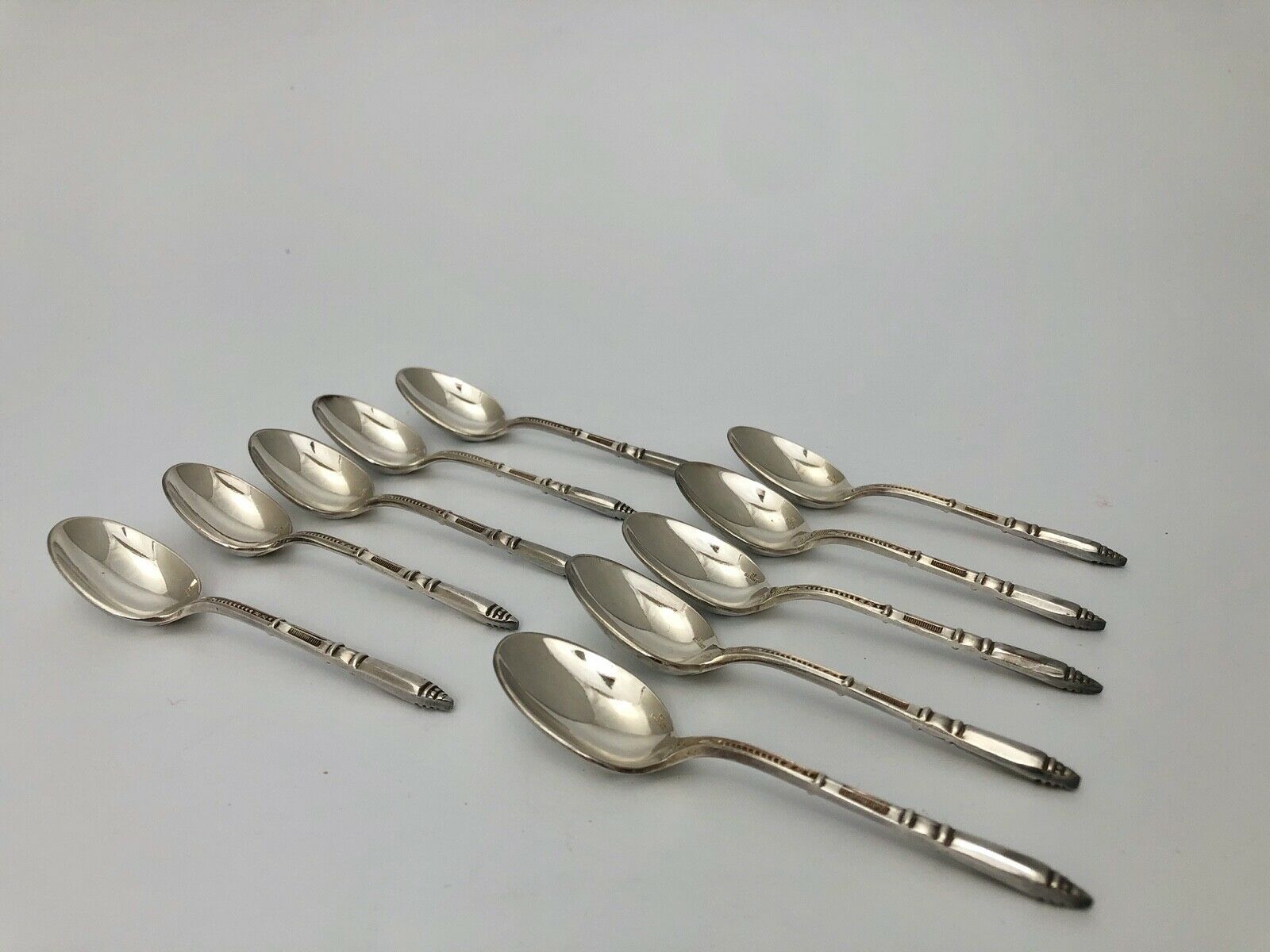 Box set 10 spoons a moka ercuis metal argente louis xvi bamboo baguette