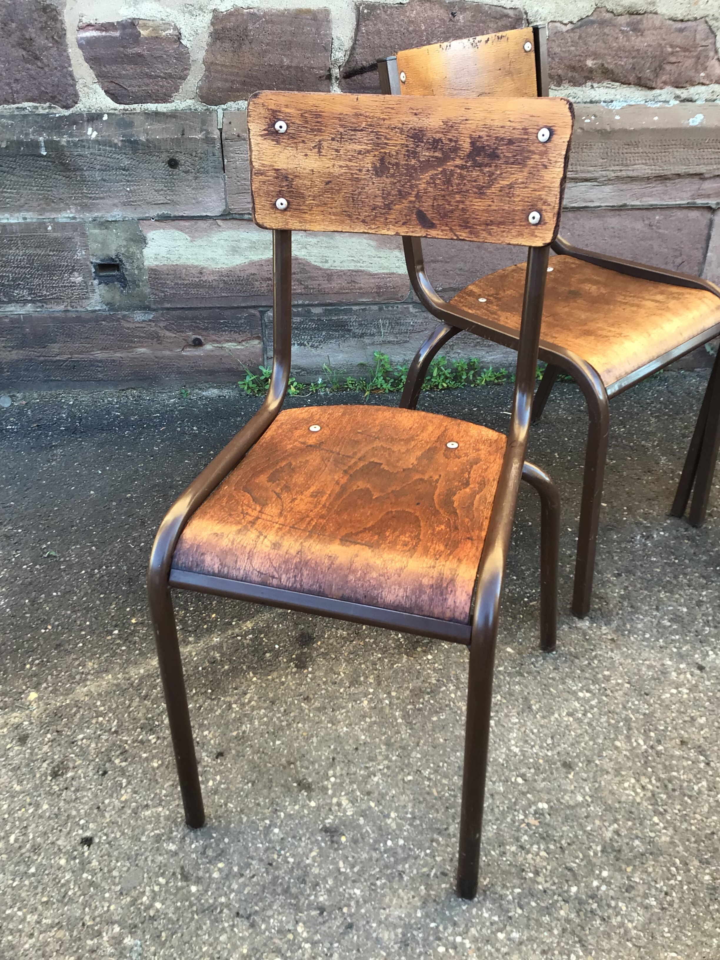 Set of 4 mismatched chairs vintage school mullca communities