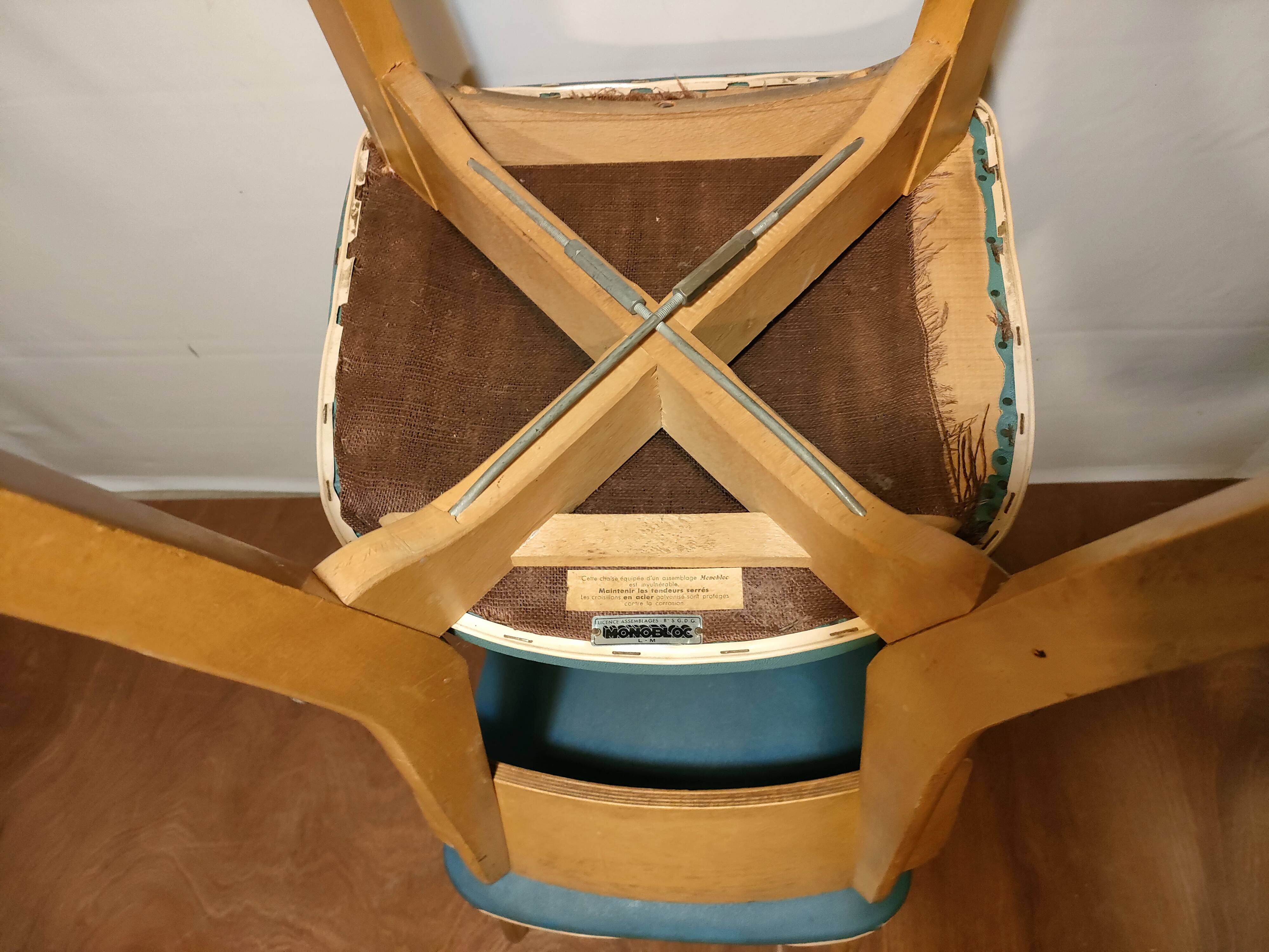 Set of 4 blue skai chairs