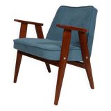 Fauteuil vintage en velours côtelé Revêtement bleu océan