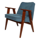 Vintage corduroy armchair Ocean blue upholstery