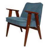 Fauteuil vintage en velours côtelé Revêtement bleu océan