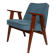 Vintage corduroy armchair Ocean blue upholstery