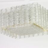 1 of the 3 superb Murano glass ice tubes ceiling lights by Doria, Germany, 1960s.