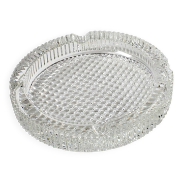 Cendrier en verre cristal, cendrier rond des années 50 / Italie / années 1960