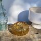 Cendrier en verre soufflé de Murano ambré marron boule torsadé