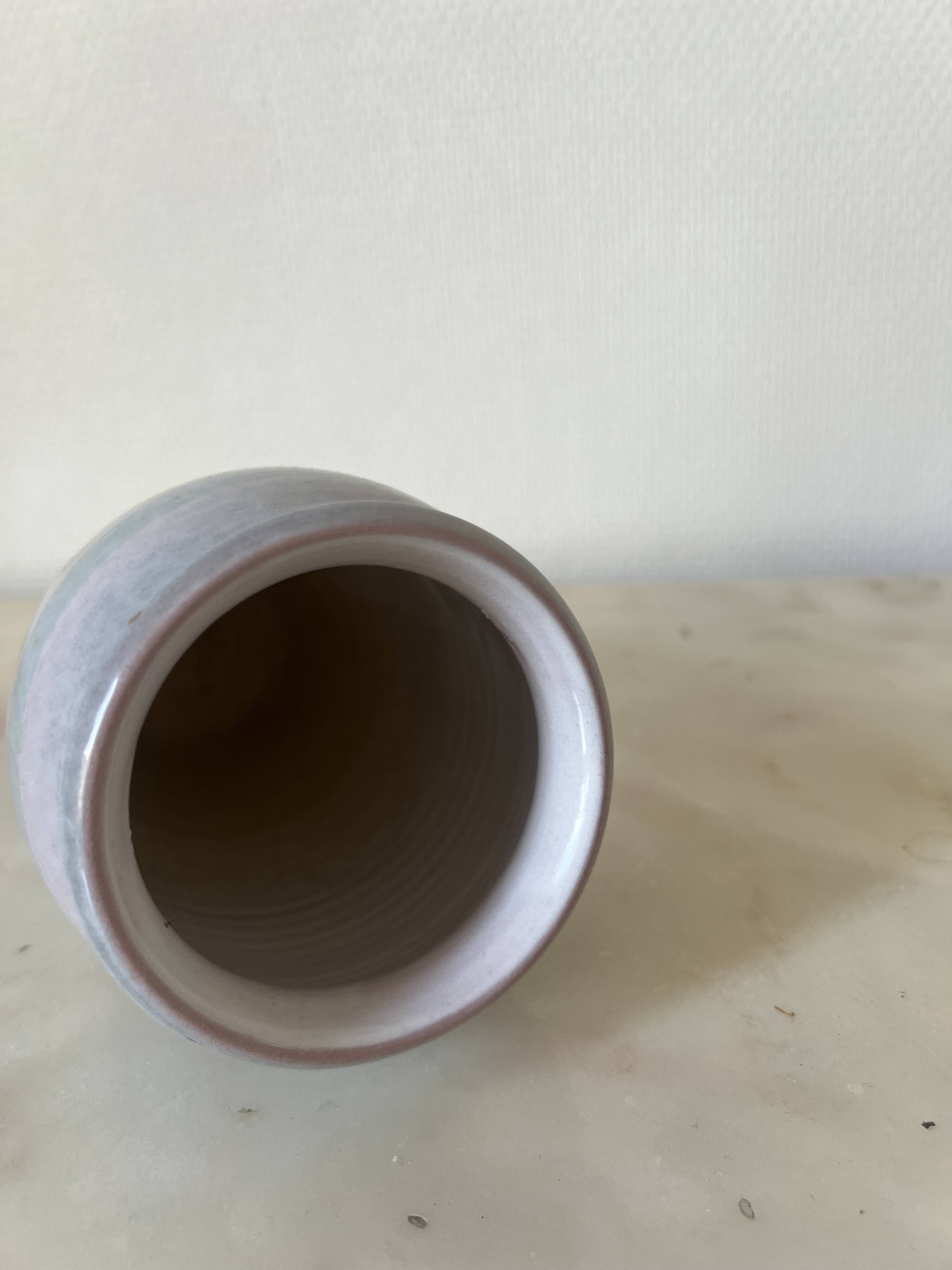 Sky blue and gray ceramic vase