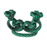Vallauris green vintage ceramic double candlestick
