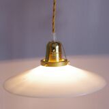 Flat opaline hanging lamp