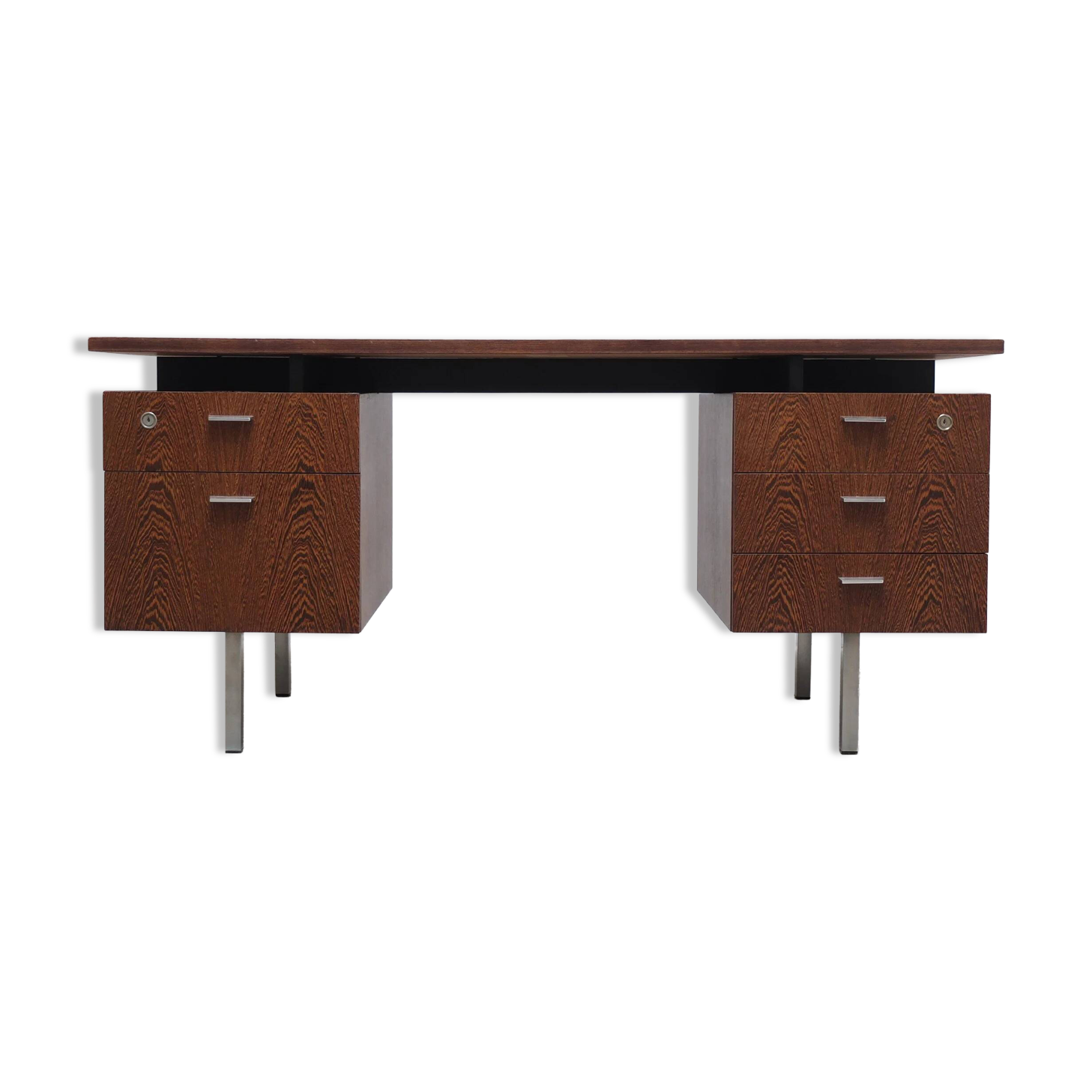Freestanding modernist writing desk in wengé, 1960s