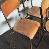 Set of 4 metal and wood school chairs