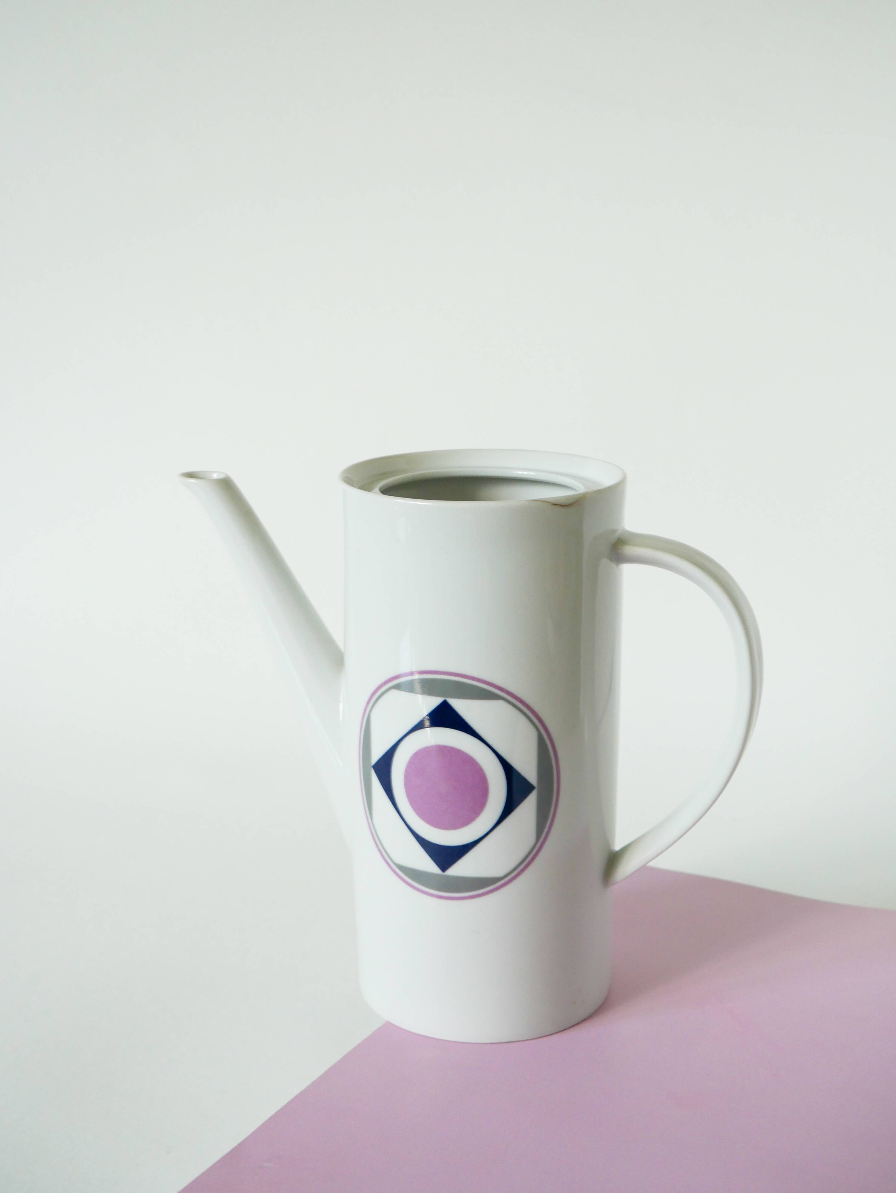 Set consisting of a teapot, sugar bowl and milk jug, Made in Germany, Colorful, Space Age, 1970