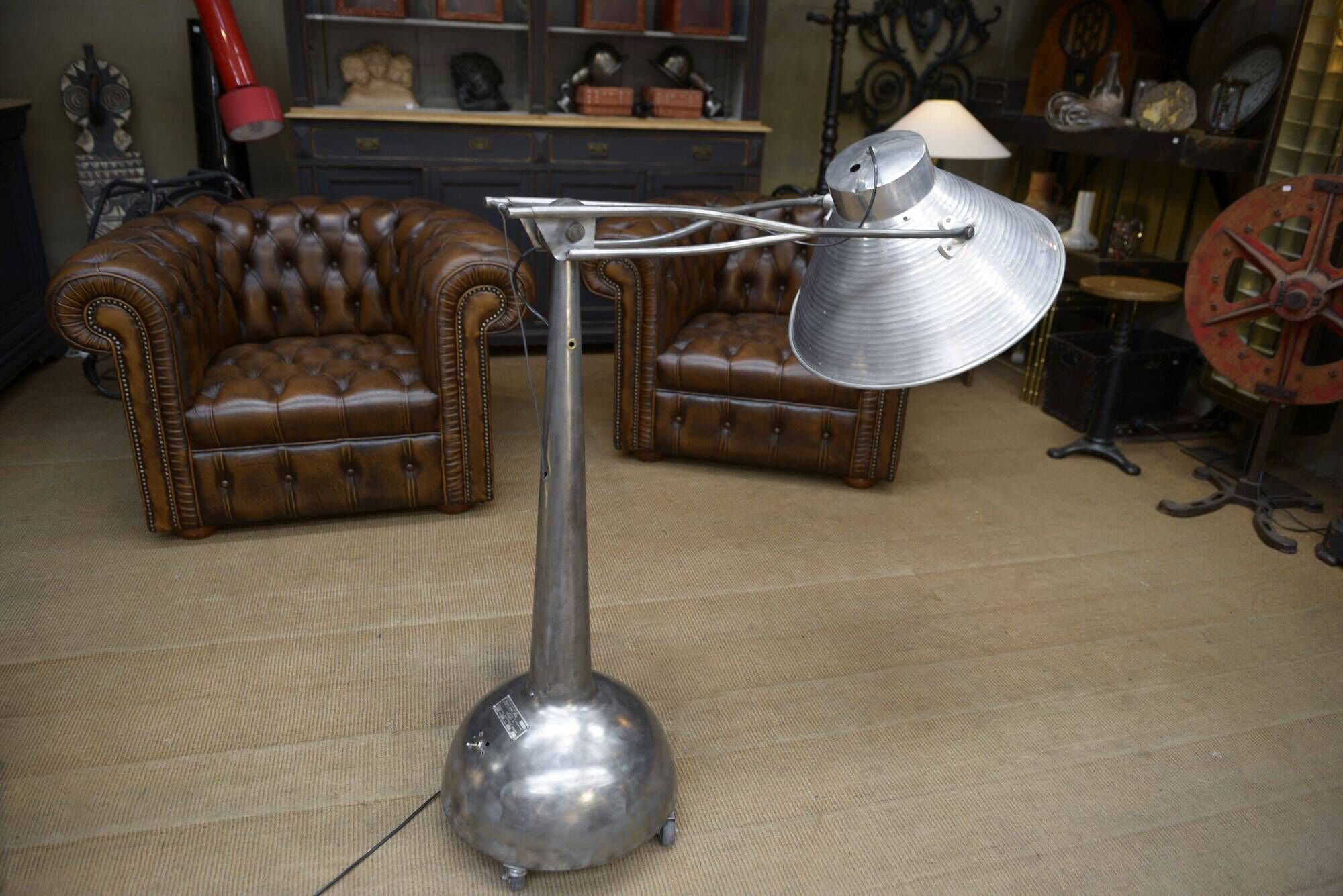 Industrial Adjustable Metal Workshop Spotlight Floor Lamp 1950