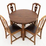 Round table with chairs in art deco style, poland, 1940s.