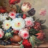 Tableau HSP "Bouquet de fleurs sur entablement" signé Ed. W. Kerling 1889-1953