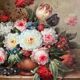 HSP painting "Bouquet of flowers on entablature" signed Ed. W. Kerling (1889-