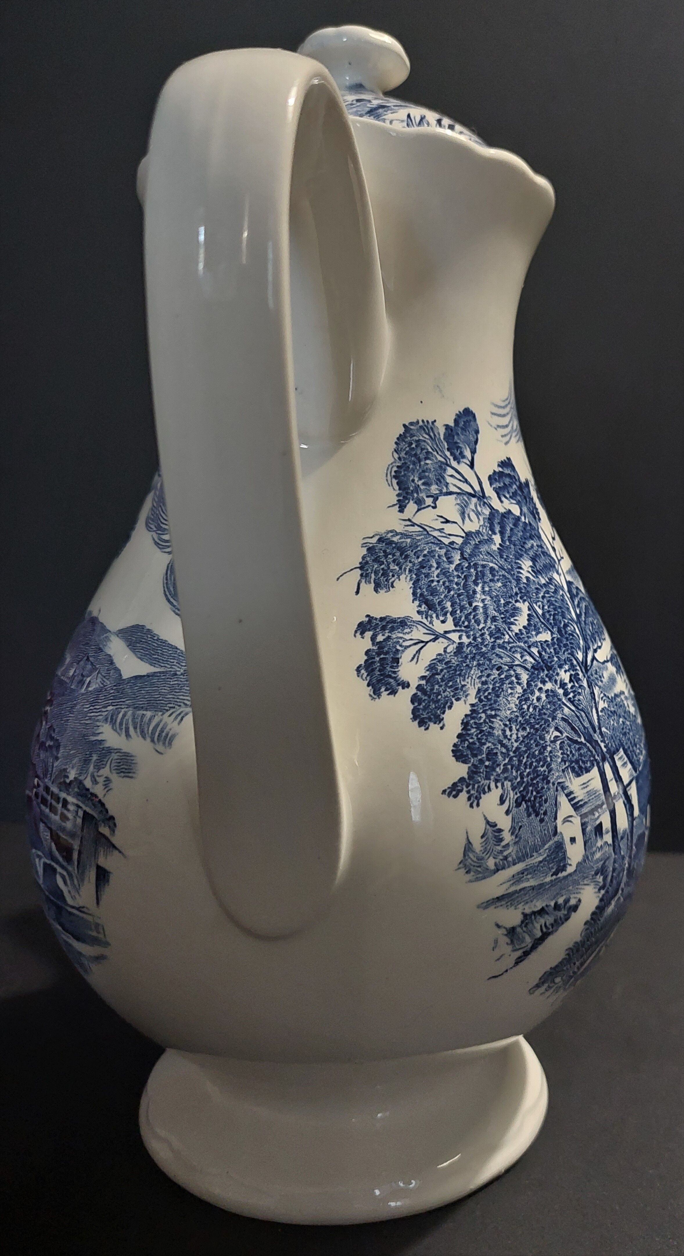 Faience pouring coffee maker Gien decor countryside blue