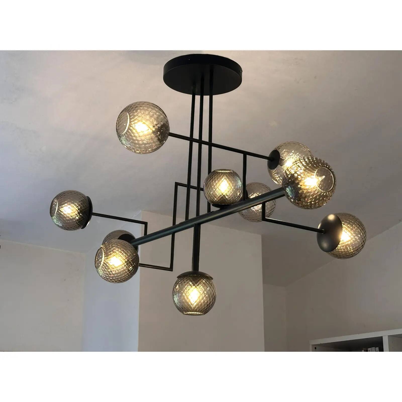 Contemporary Smoked-Fumè "Ballotton" Spheres Attributed to Murano Glass Spu