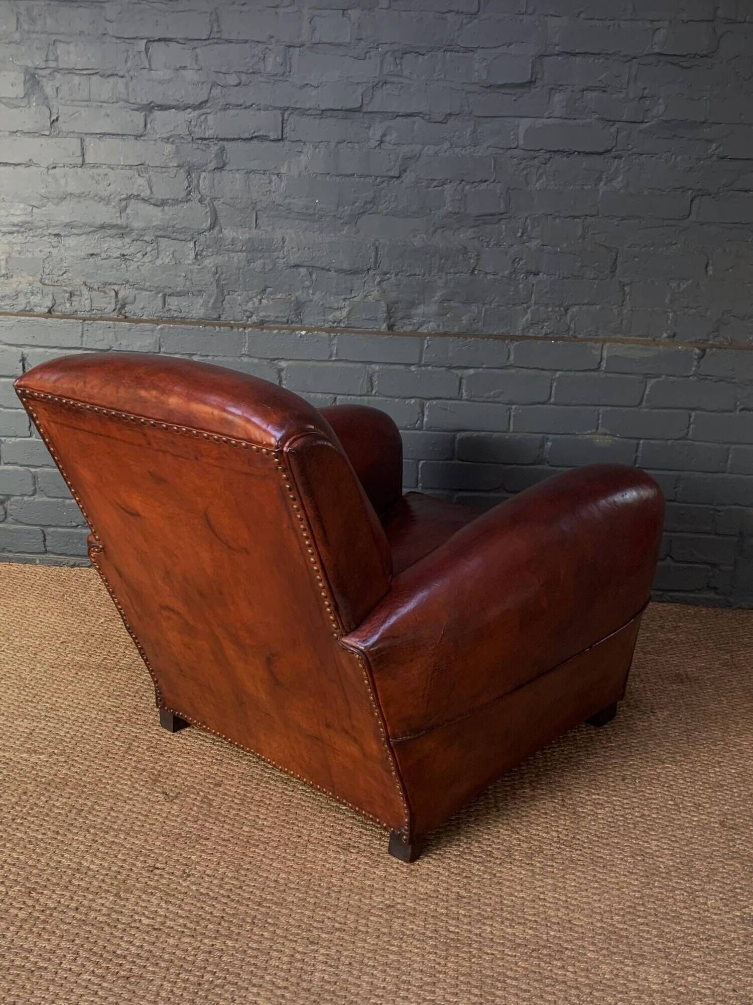 French, leather club chair, cuban lounge model circa 1940's