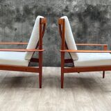 Pair of Scandinavian armchairs "PJ56" with high back by Grete Jalk for Poul Jeppesen
