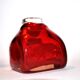 DESIGN square vase in red lined blown glass 11cm dlg Whitefriars