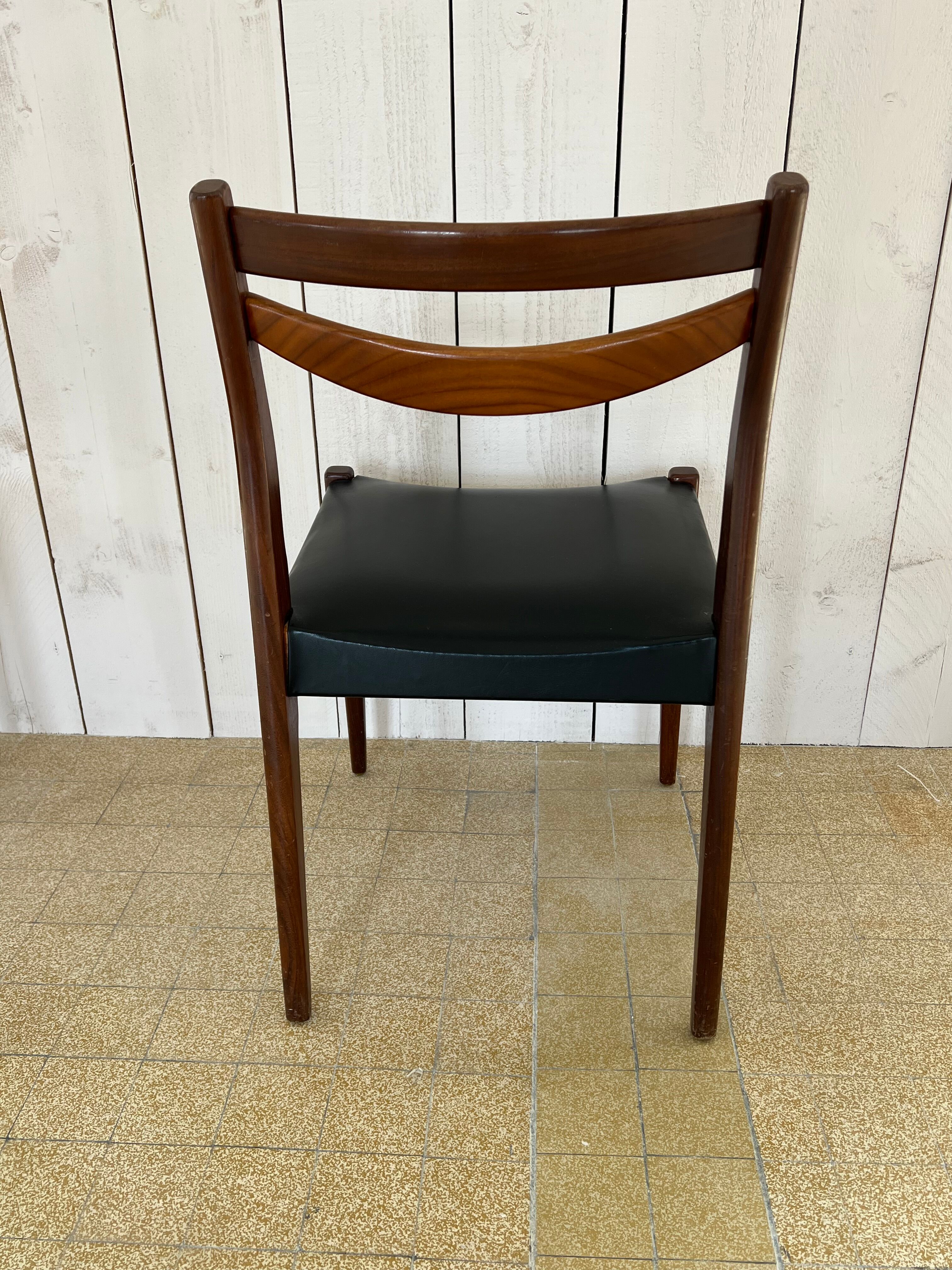 Scandinavian style teak and black skaï style chairs