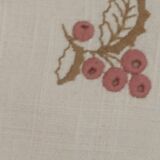 Nappe en lin,entourage dentelle,brodée main.