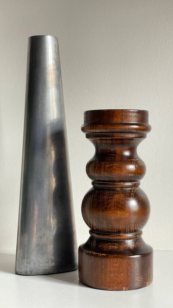 Bougeoirs bois et métal ikea vintage
