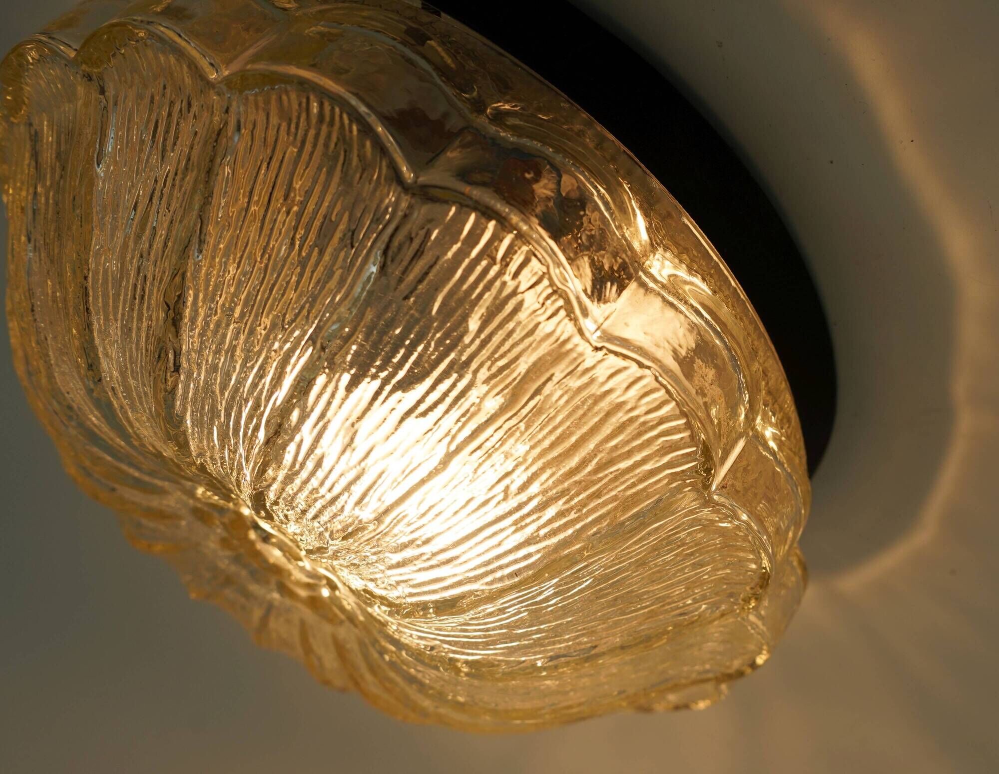 1970s mid century SCONCE or CEILING FIXTURE petal-shaped glass