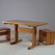 Table of solid pine arcs with extension, France 1970
