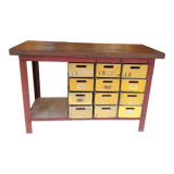Industrial workbench with 12 drawers